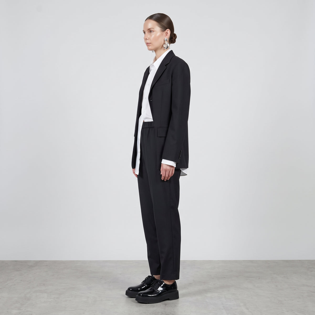 Relaxed Fit Black Tailored Pants
