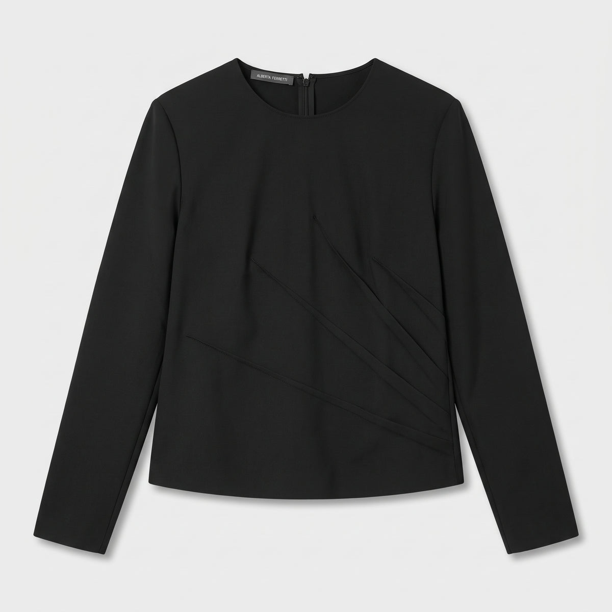 ALBERTA FERRETTI Elegant Pleated Black Top