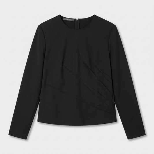 ALBERTA FERRETTI Elegant Pleated Black Top