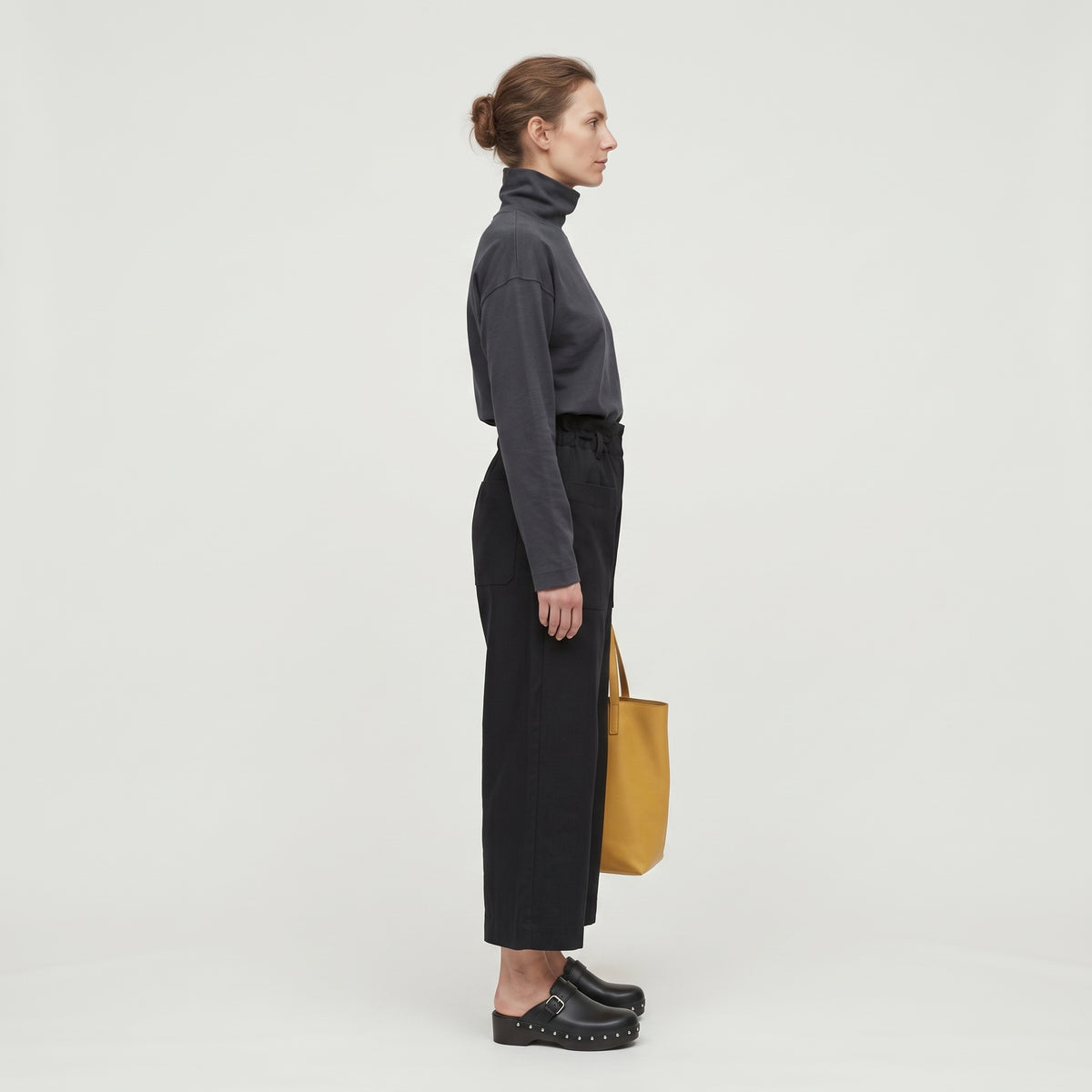 PLAN C Minimalist Charcoal Turtleneck Top - view 3