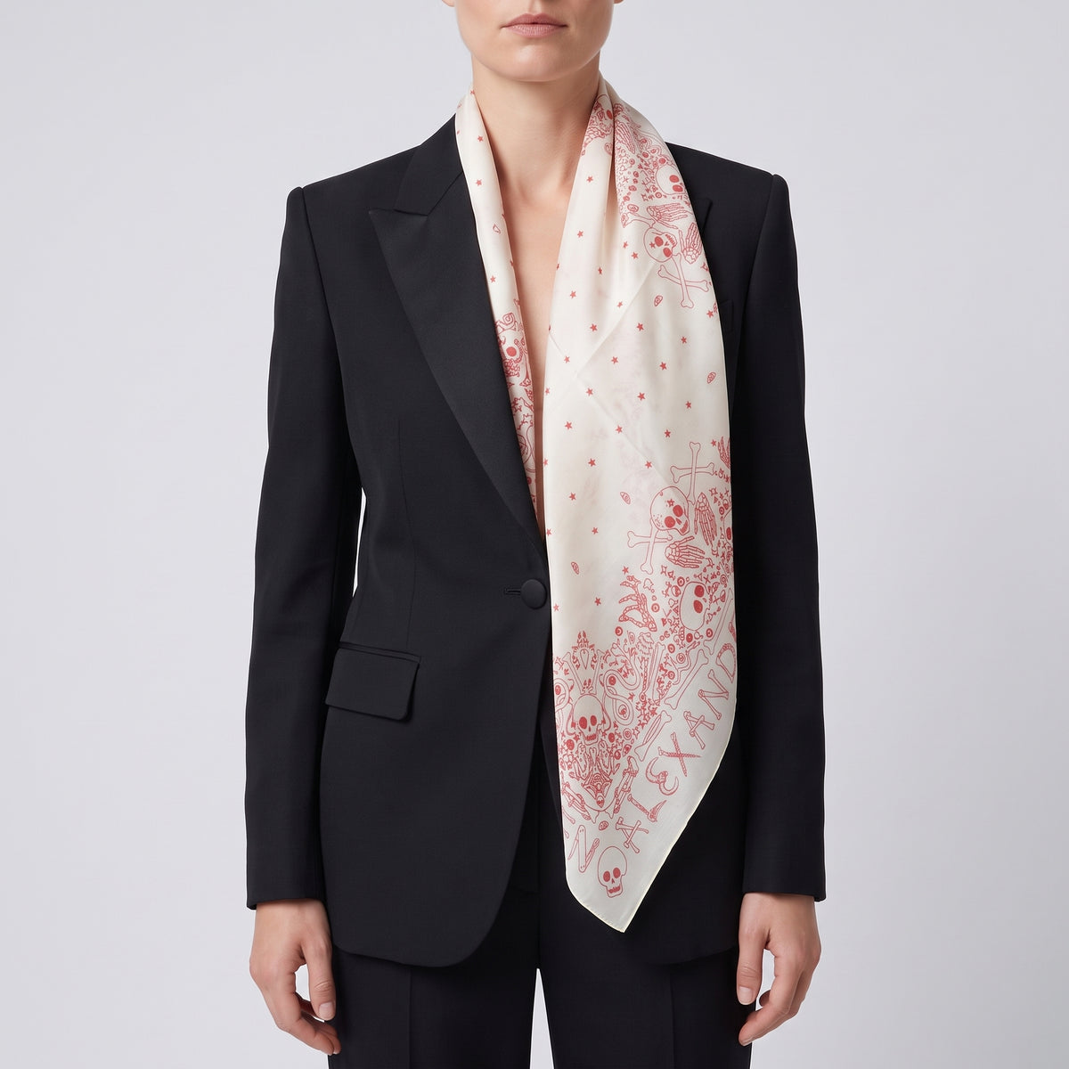 ALEXANDER MCQUEEN Skull Motif Printed Silk Scarf - view 6
