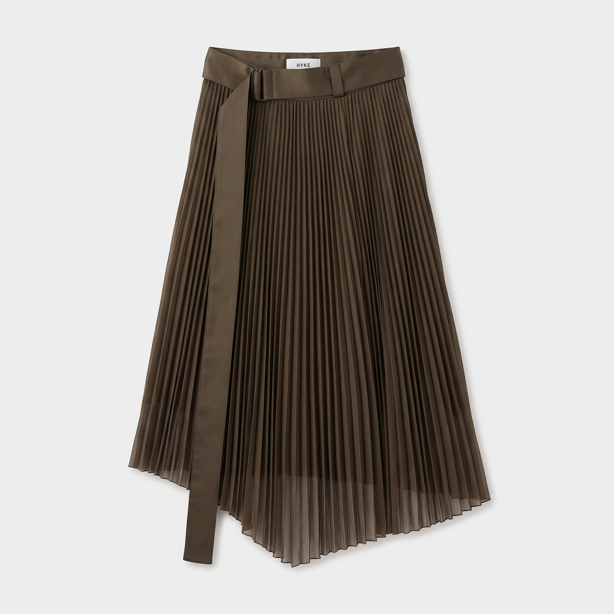 HYKE Belted Asymmetric Pleated Skirt