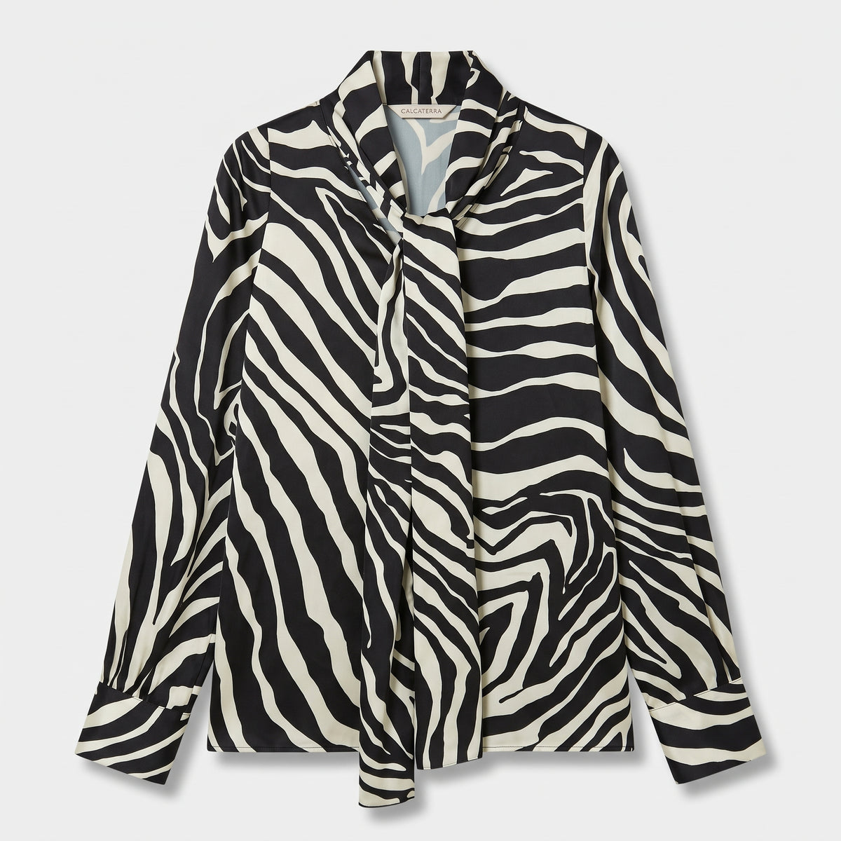 CALCATERRA Zebra Print Tie Neck Blouse