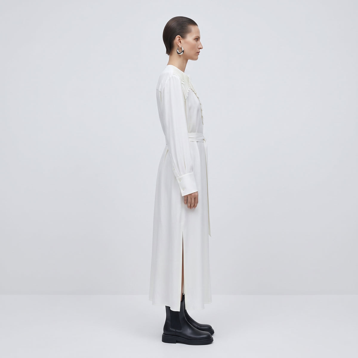 BY FANG Pleated Crepe Midi Dress - view 4