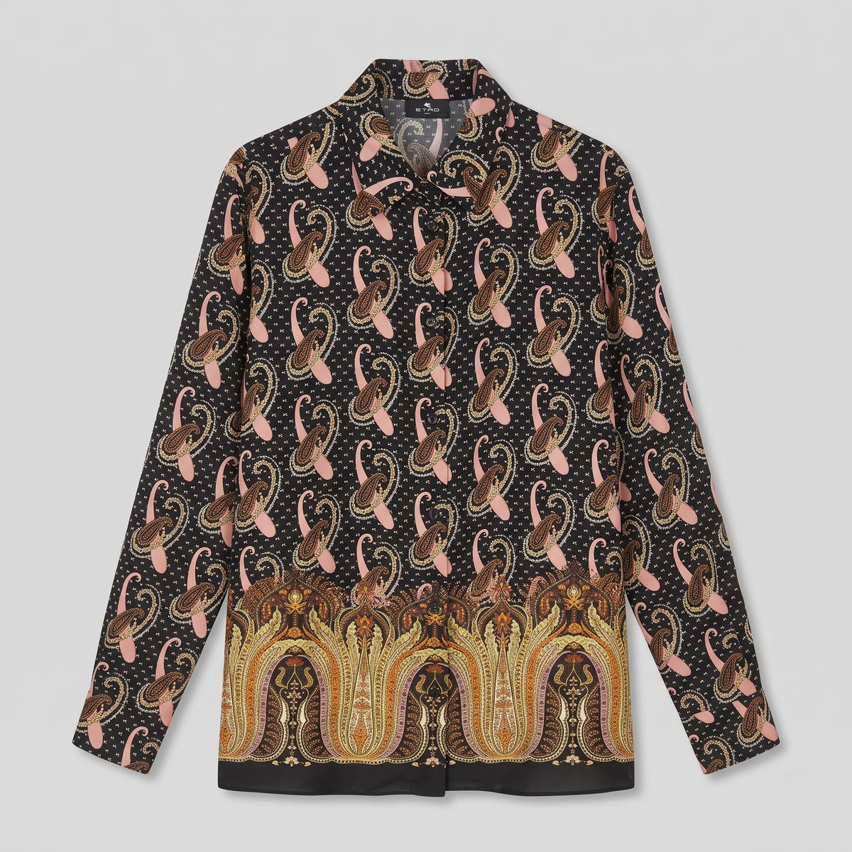 ETRO Black Paisley Printed Silk Shirt