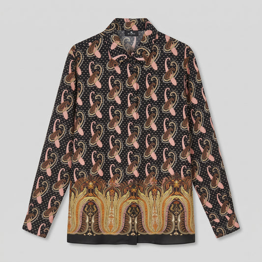 ETRO Black Paisley Printed Silk Shirt