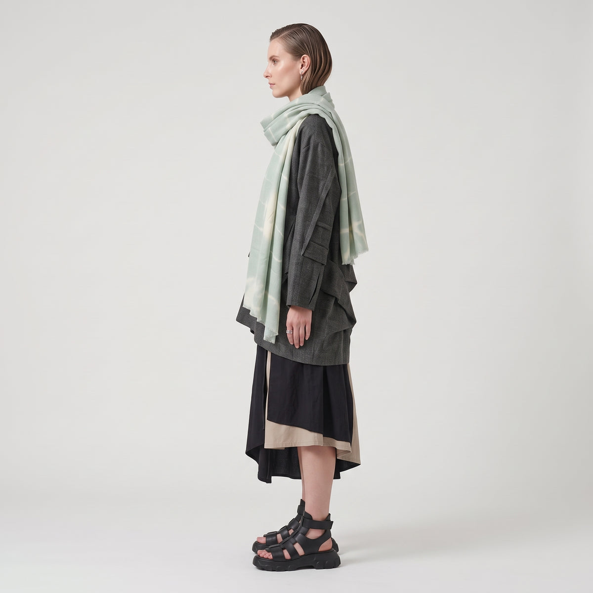 ASHTA Tie-Dye Linen Fringed Scarf - view 3