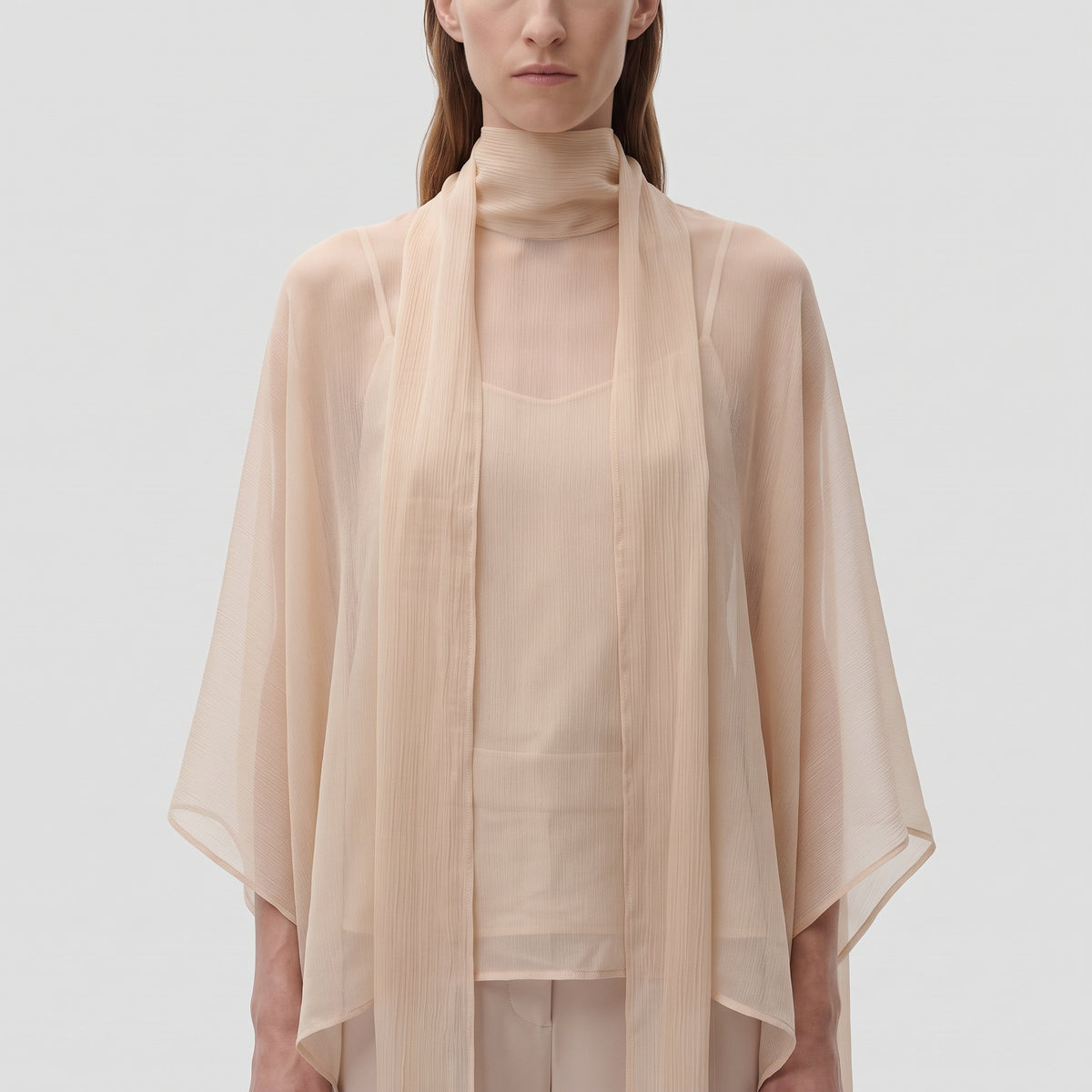 Powder Pink Chiffon Cape Top