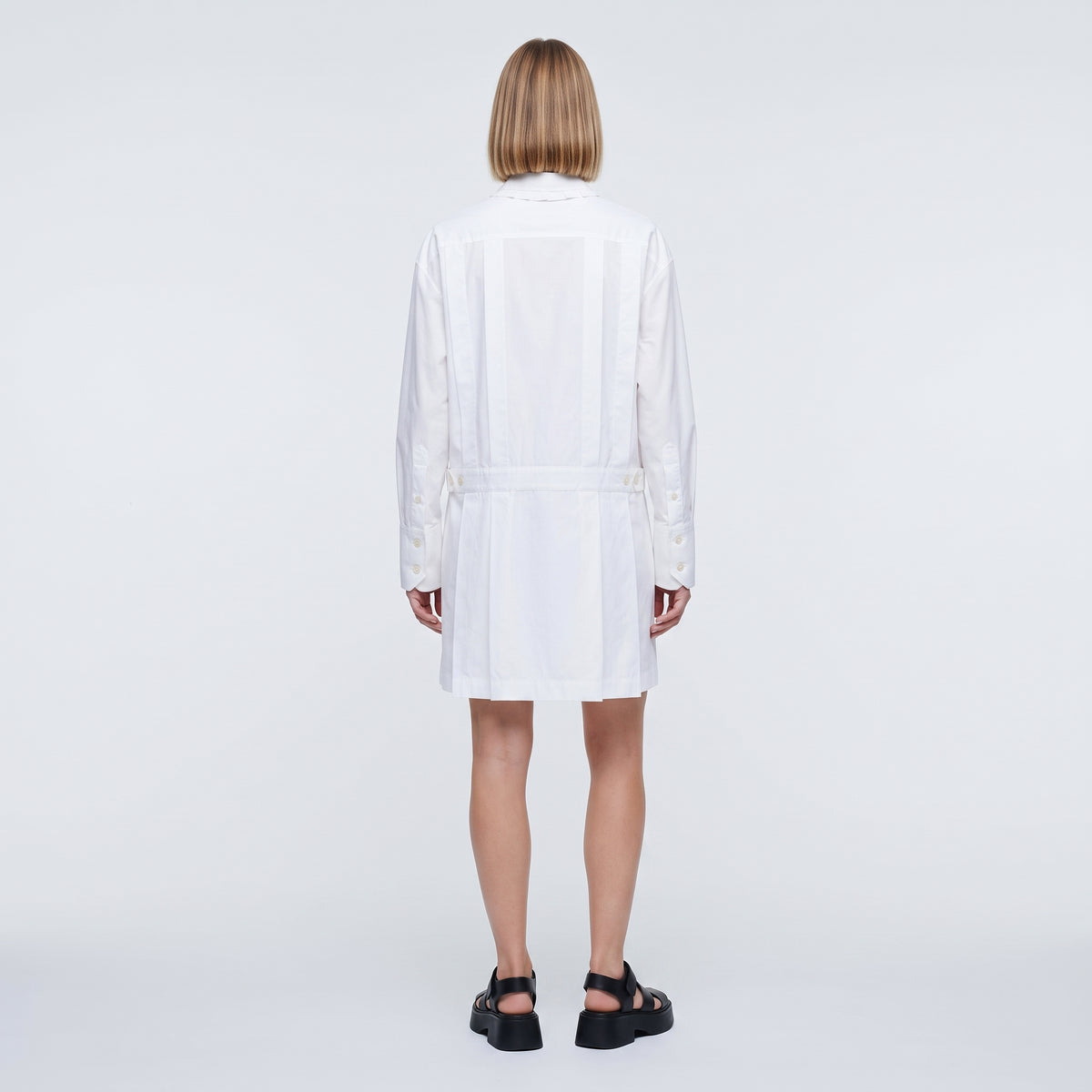 PLAN C White Pleated Cotton Jumpsuit - view 5