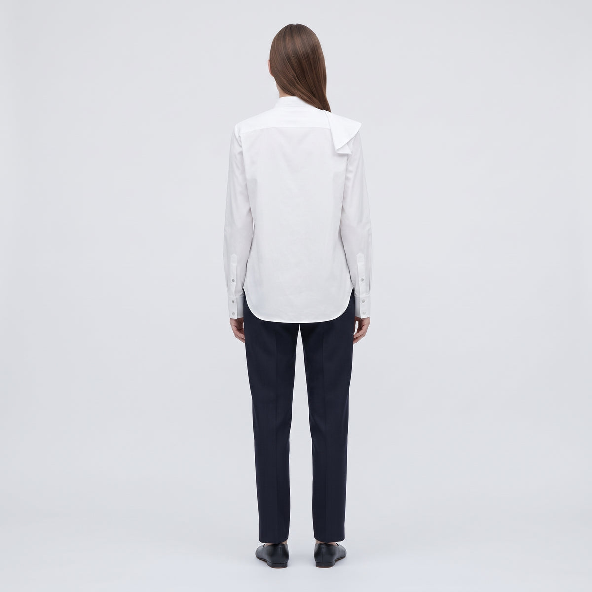 LANVIN Asymmetric Ruffle White Cotton Shirt - view 5