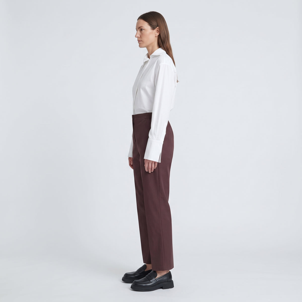 CM.100 Burgundy Tailored Straight Leg Trousers - view 4