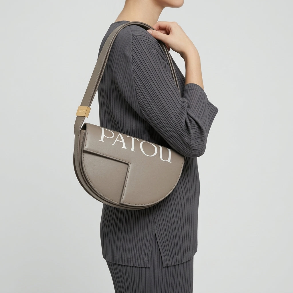 Grey Leather Small Crossbody Bag