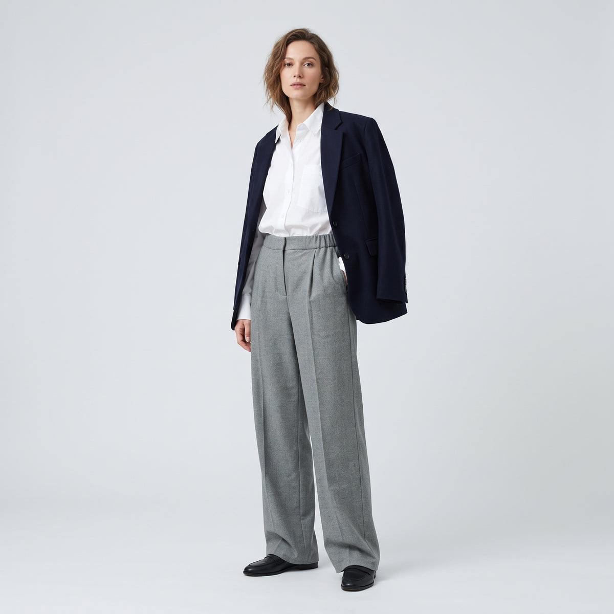 DUSAN Silver Grey Pleated Trousers - view 3