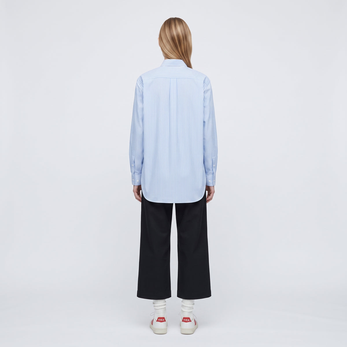 CDG SHIRT Striped Patchwork Graphic Cotton Shirt - view 4