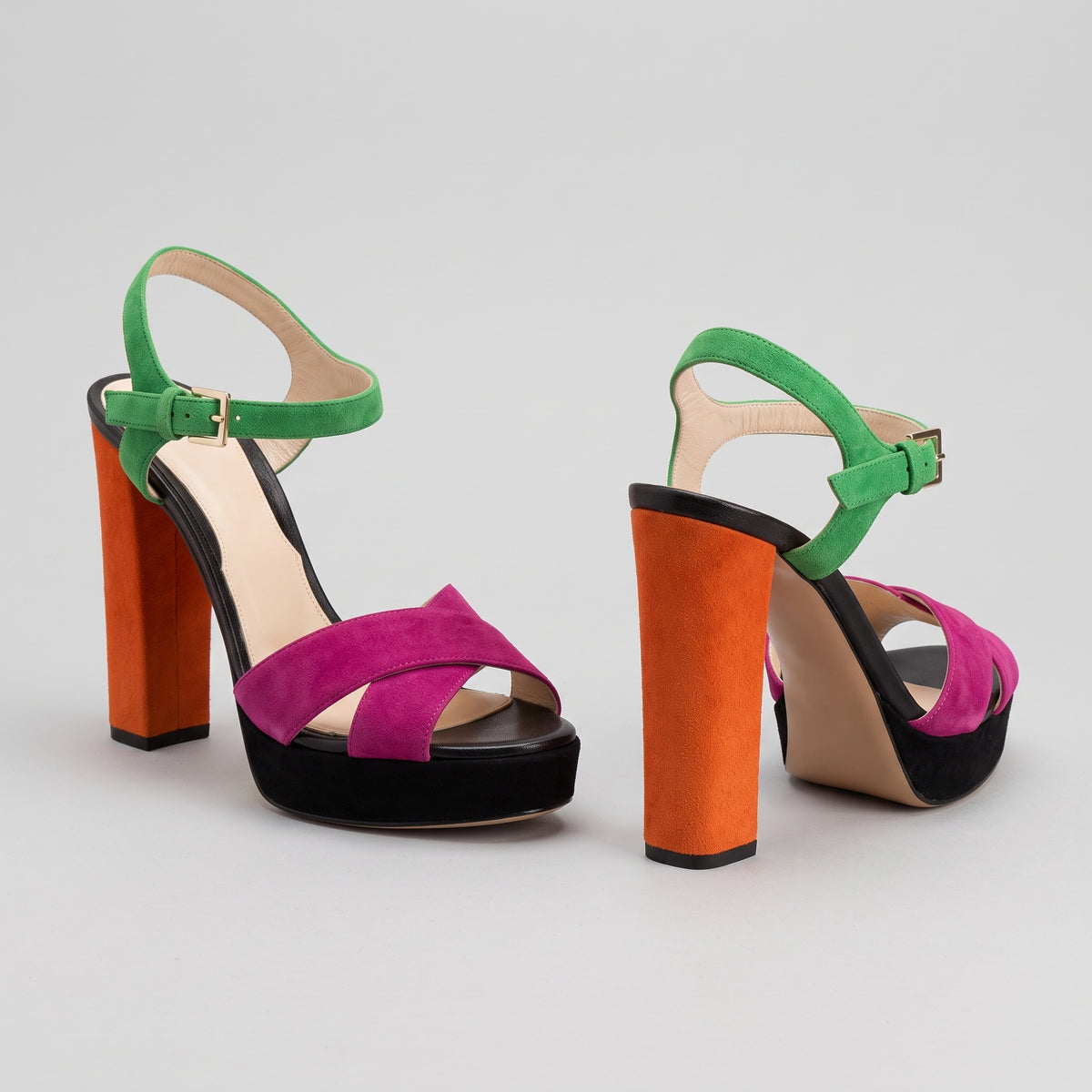 Multicolor Suede Platform Sandals