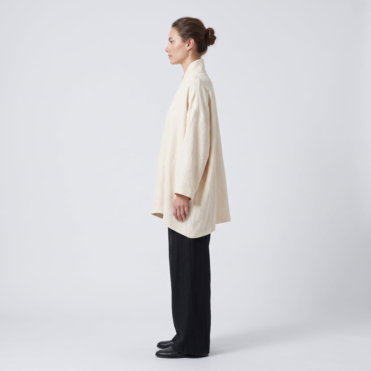 Textured High Collar Oversized Shirt