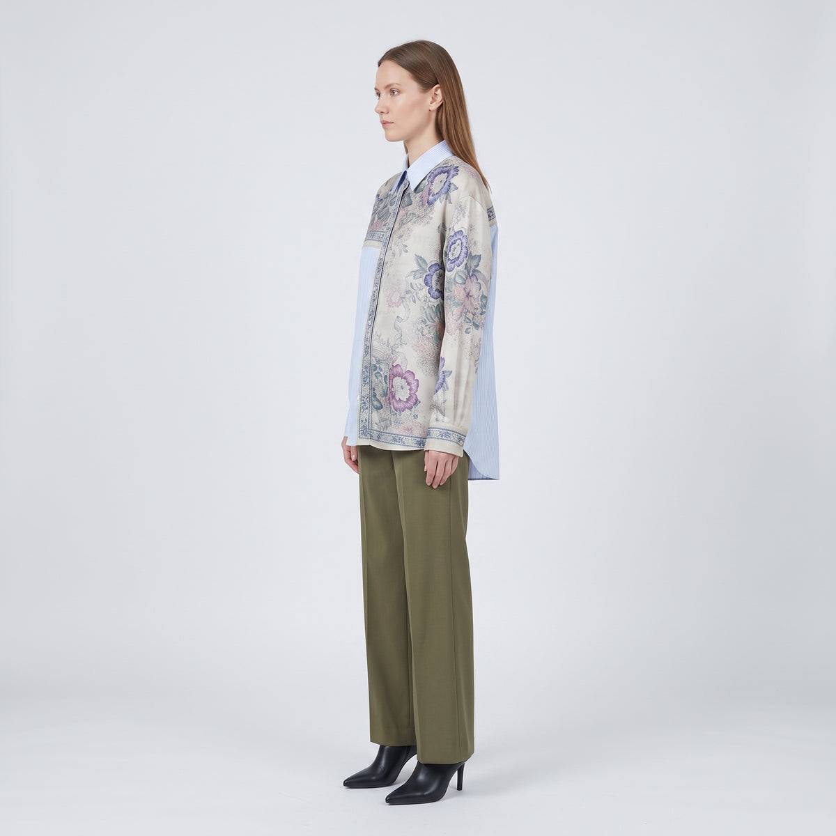 PIERRE LOUIS MASCIA Floral Striped Patchwork Shirt - view 4