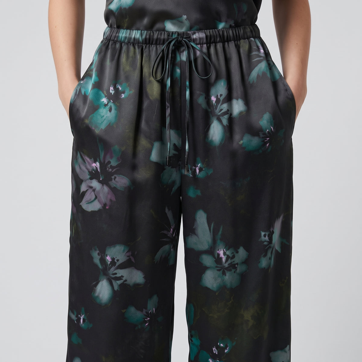 Floral Print Fluid Wide-Leg Pants