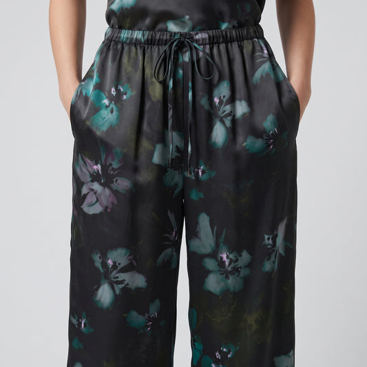 Floral Print Fluid Wide-Leg Pants