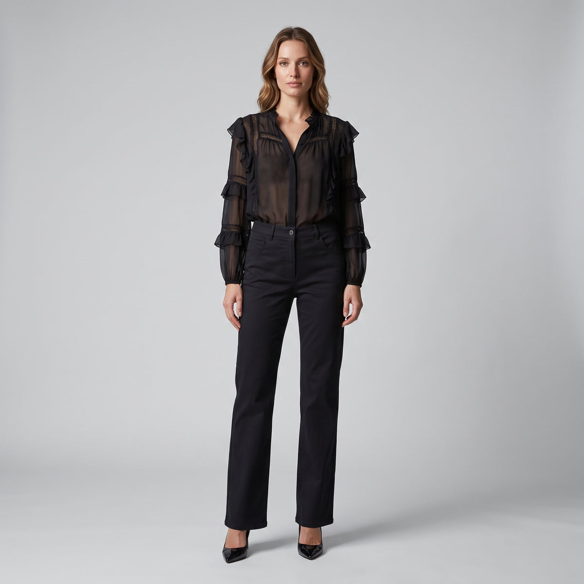 ALBERTA FERRETTI Tailored Straight Leg Black Trousers - view 3