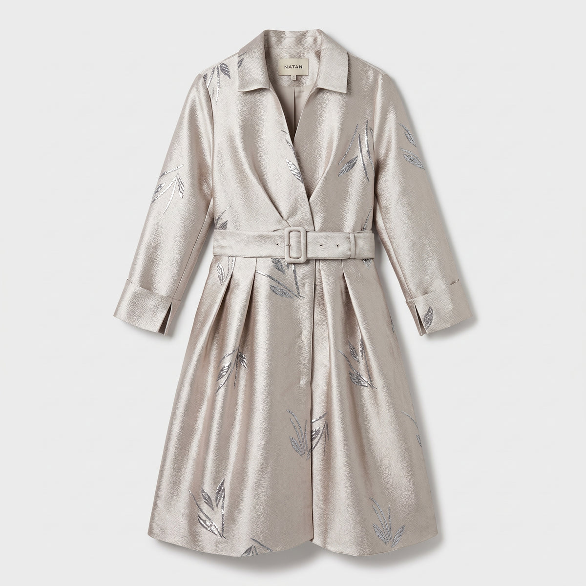 NATAN Metallic Jacquard Belted Dress