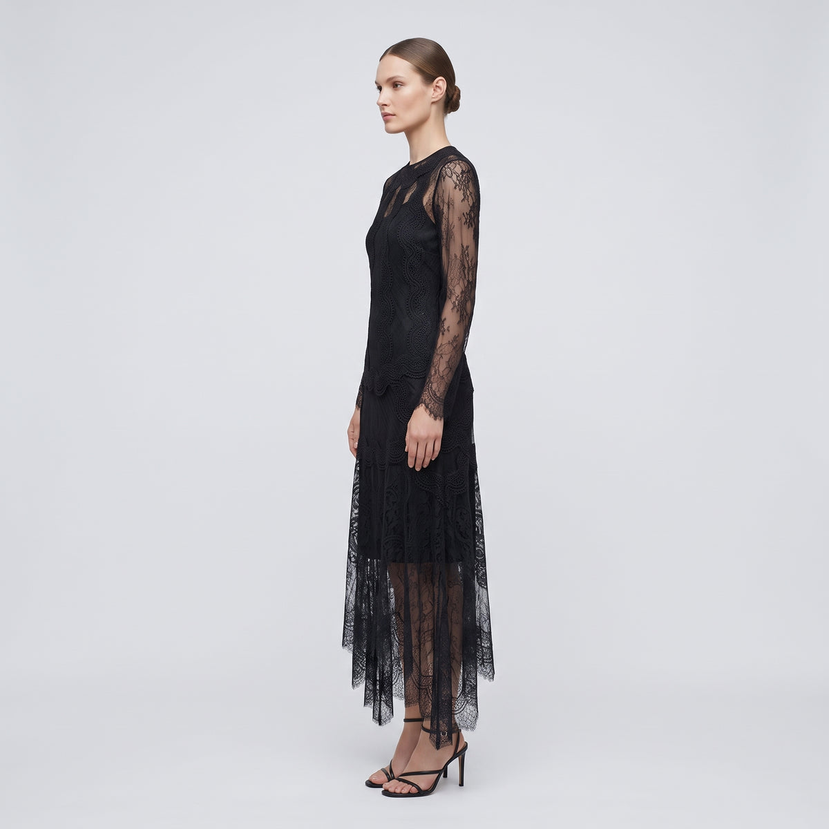 ALBERTA FERRETTI Sheer Black Lace Midi Dress - view 4