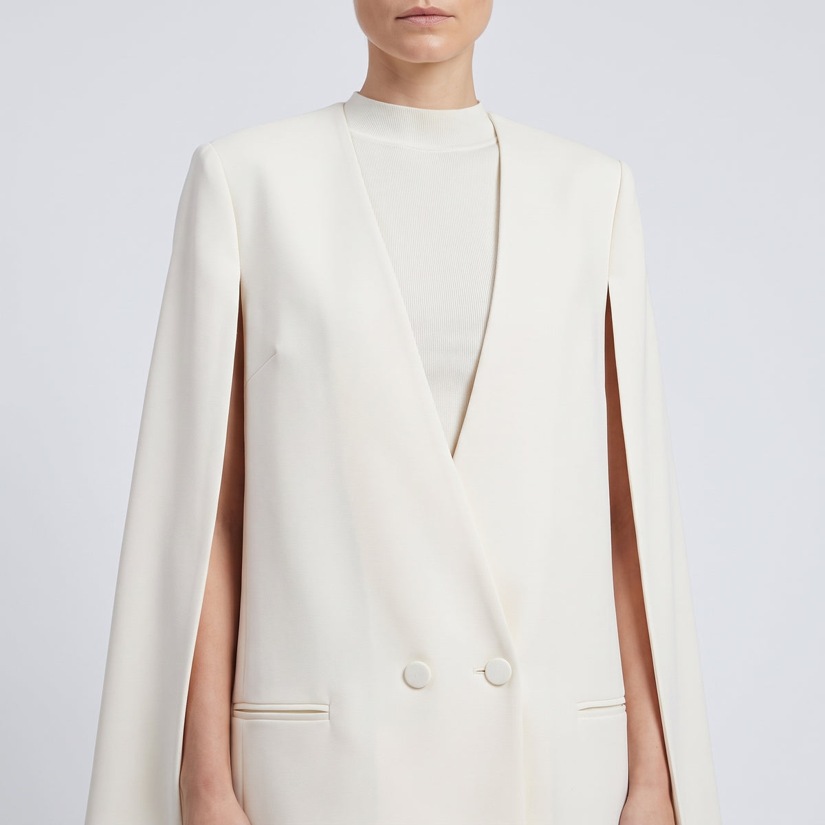 ALBERTA FERRETTI Ivory Cape Sleeve Blazer - view 3