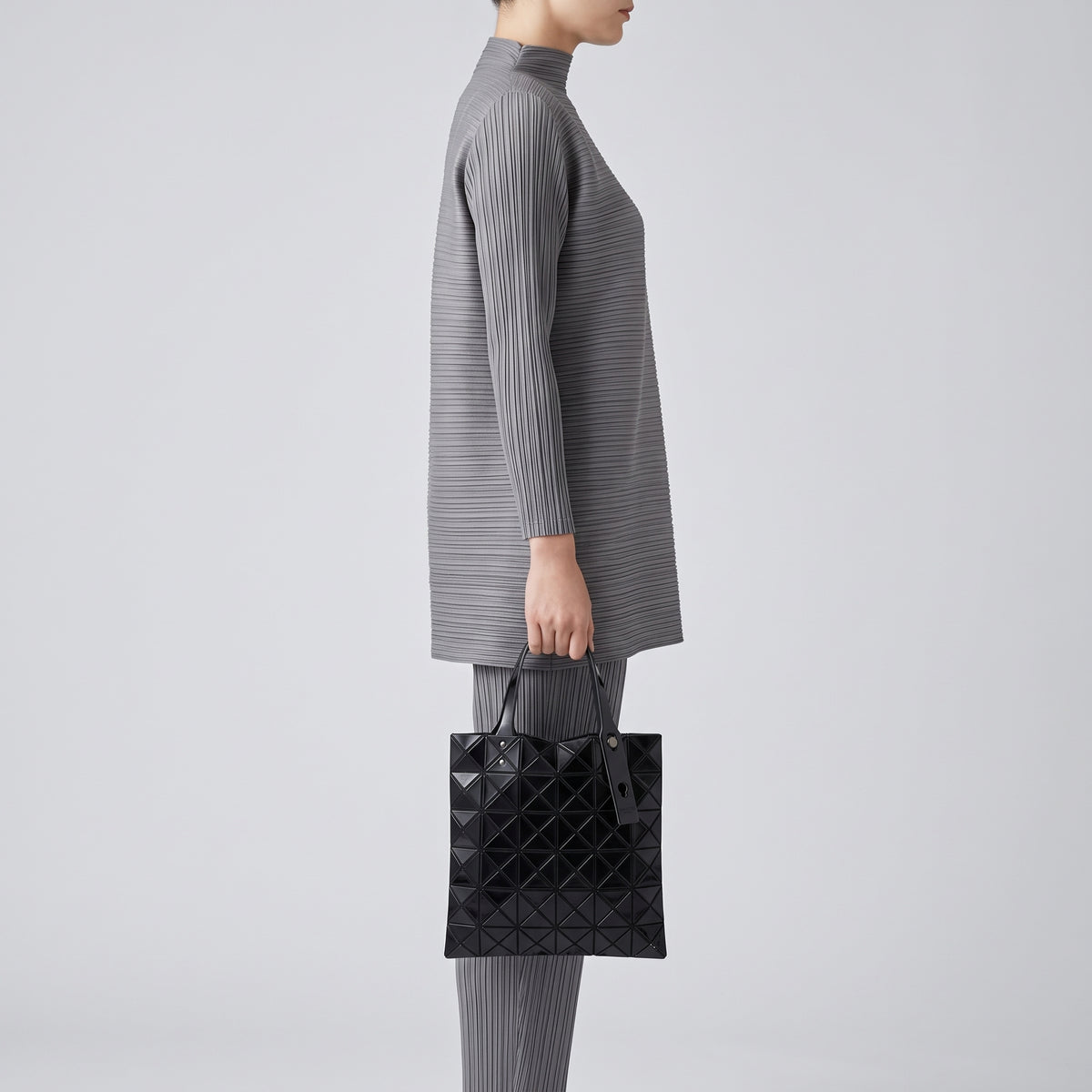 Geometric Glossy Black Shoulder Bag