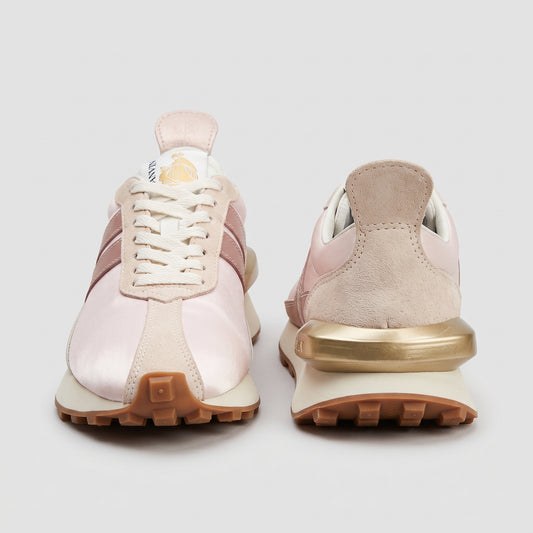 Pink Satin and Suede Sneakers