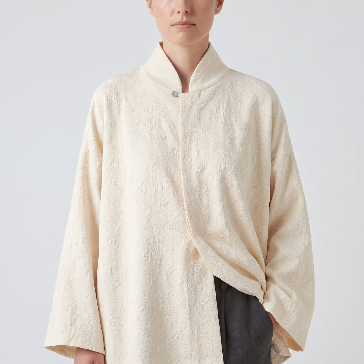 ESKANDAR Textured Oversized Mock Neck Shirt - view 2