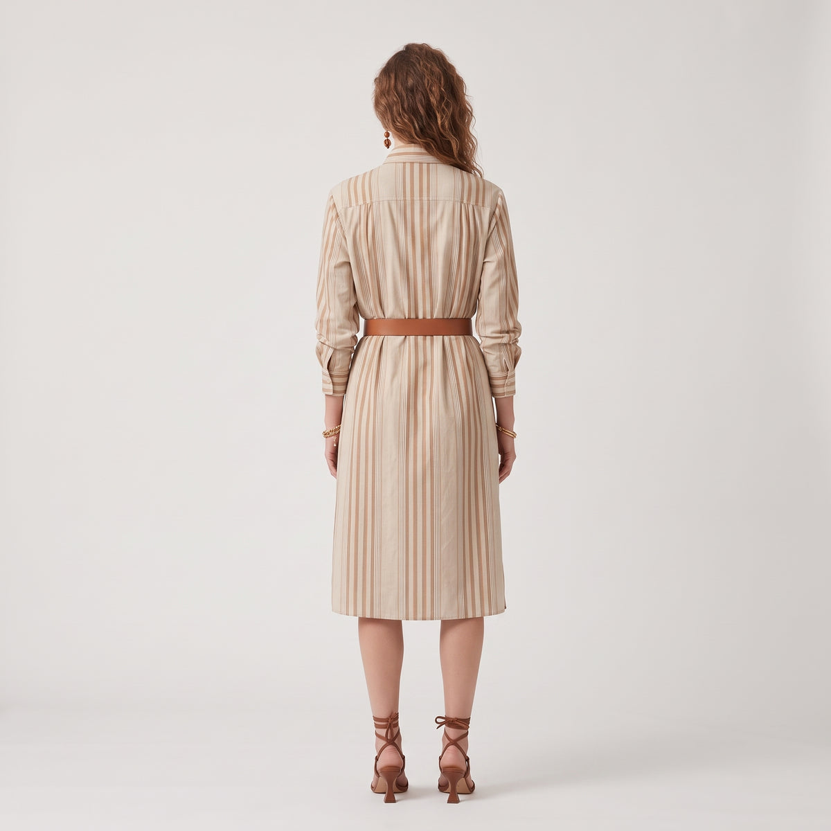 ALBERTA FERRETTI Striped Bow Neck Shirtdress - view 5