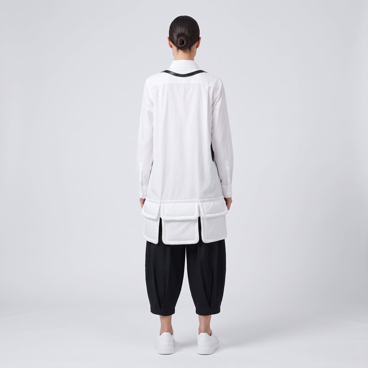 White Cargo Pocket Long Shirt