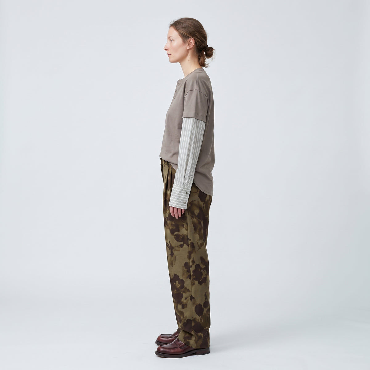 DRIES VAN NOTEN Layered Striped Sleeve Henley Top - view 4