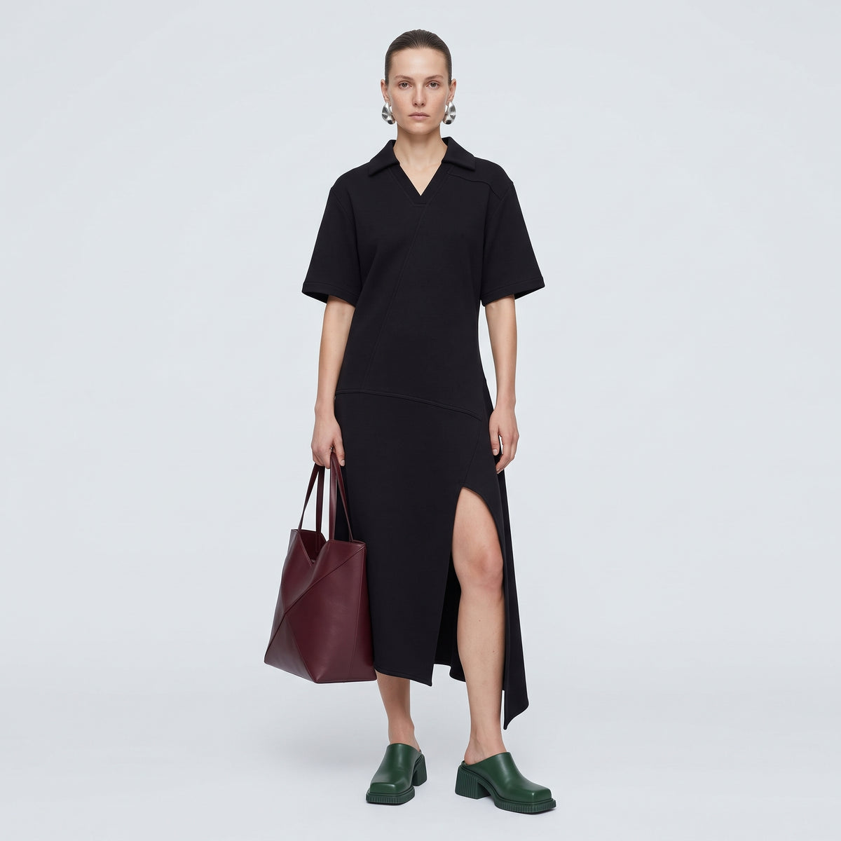 Polo Collar Asymmetric Dress