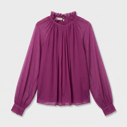 Violet Pleated Chiffon Blouse