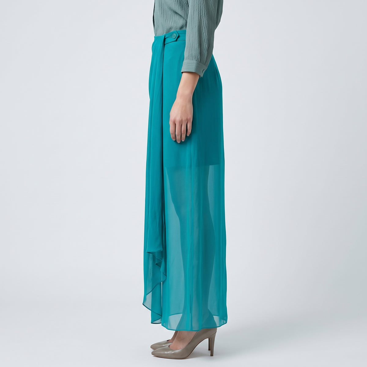 ALBERTA FERRETTI Draped Semi-Sheer Maxi Skirt - view 4