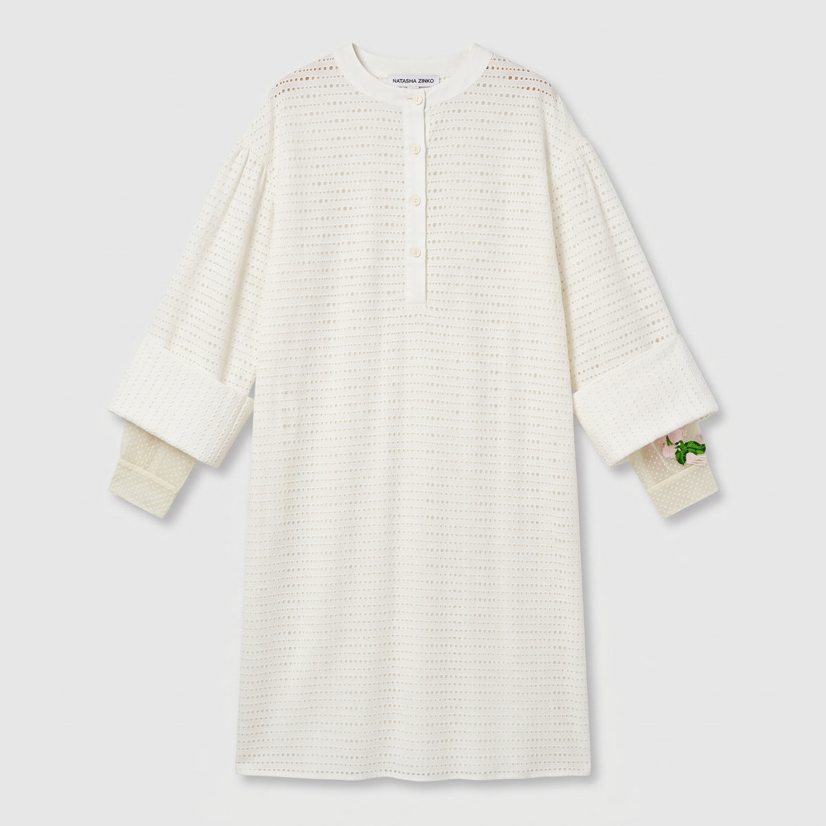 NATASHA ZINKO White Eyelet Openwork Shift Dress