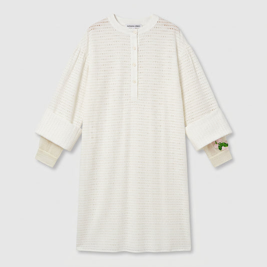 NATASHA ZINKO White Eyelet Openwork Shift Dress
