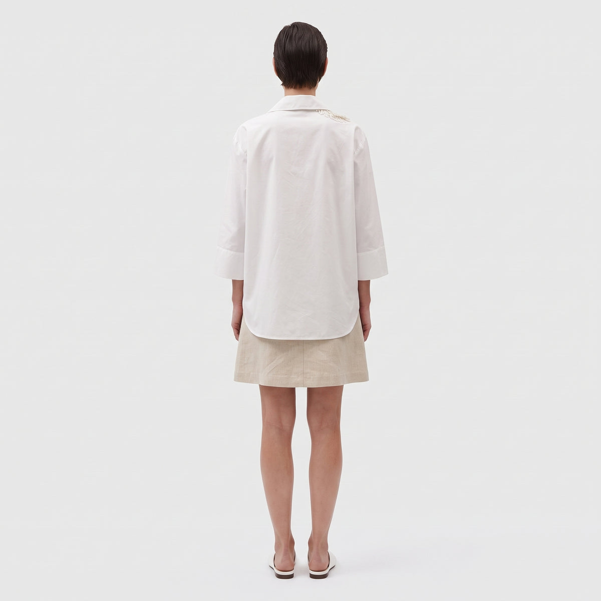 Embellished Off-White Cotton Shirt
