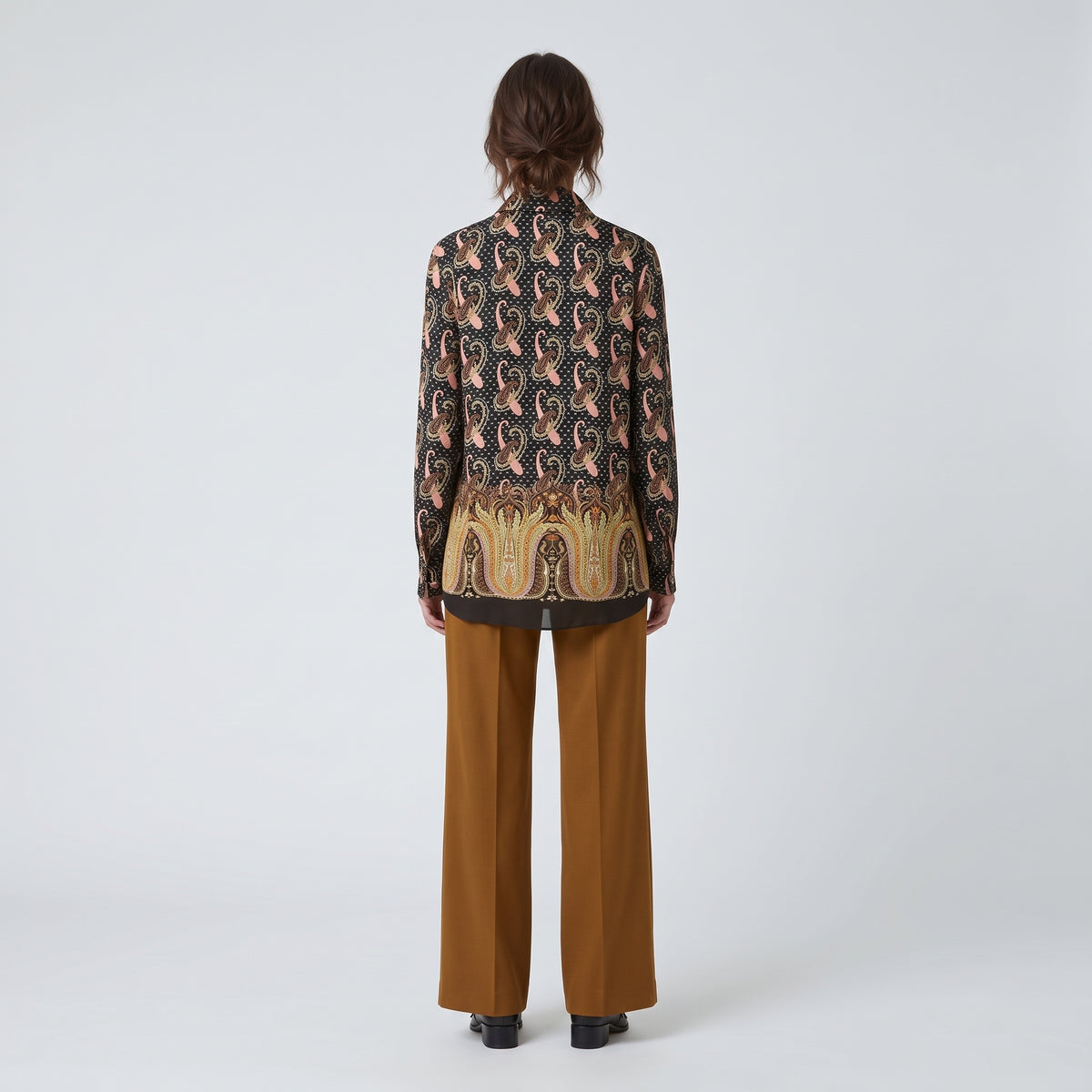 ETRO Black Paisley Printed Silk Shirt - view 5