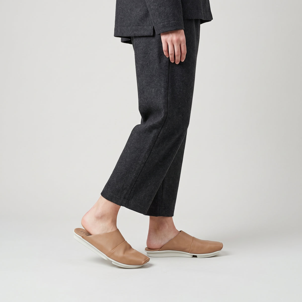 Minimalist Beige Leather Mules