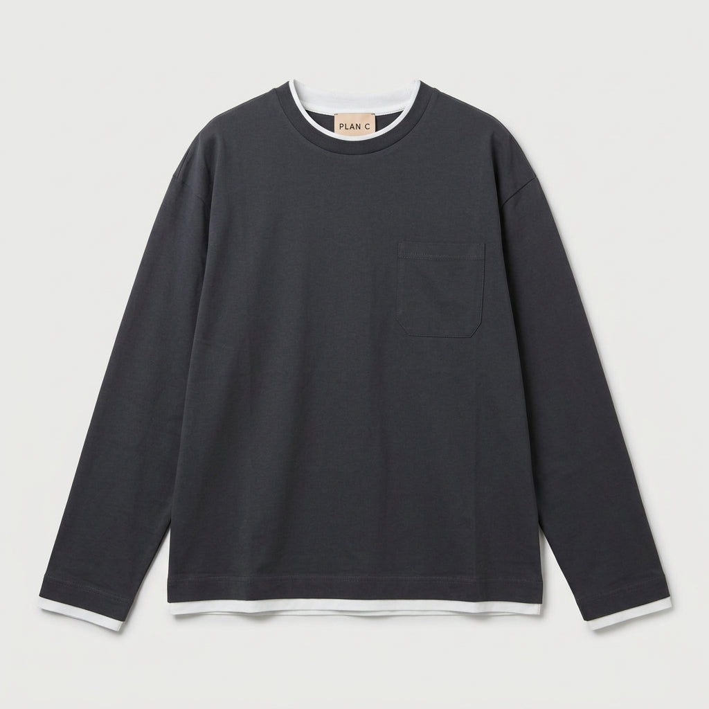 PLAN C Layered Long Sleeve Pocket Top