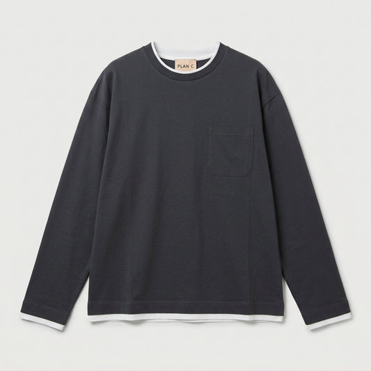 PLAN C Layered Long Sleeve Pocket Top