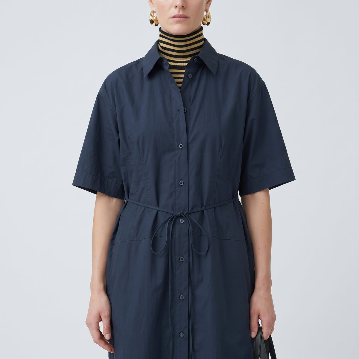 Belted Cotton Midi Shirt Dress