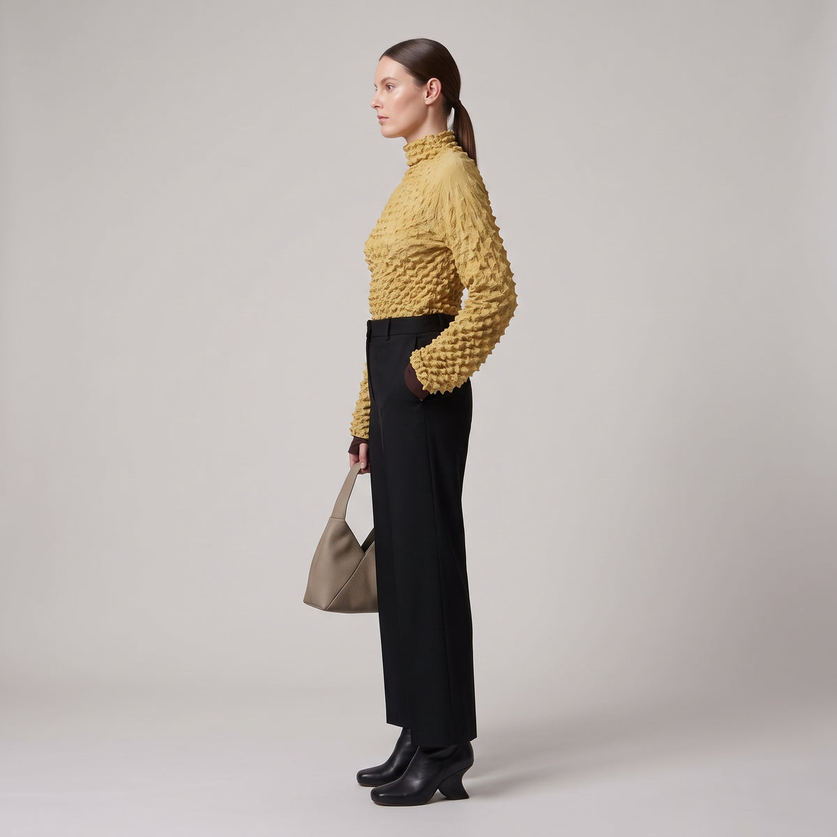 BUNZABURO Textured Honey Mustard Blouse - view 4
