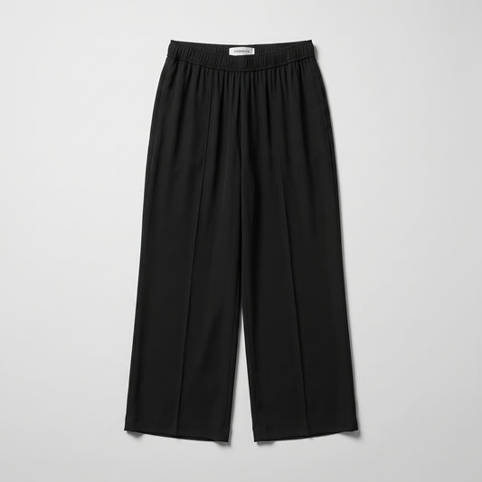 Cropped Wide-Leg Pleated Trousers