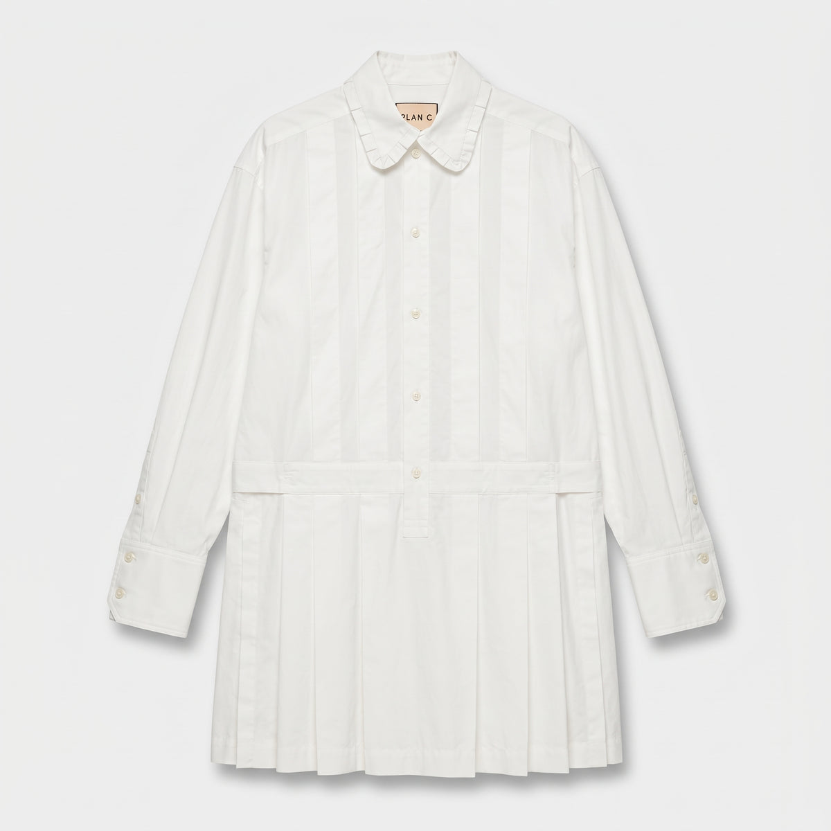 PLAN C White Pleated Cotton Jumpsuit