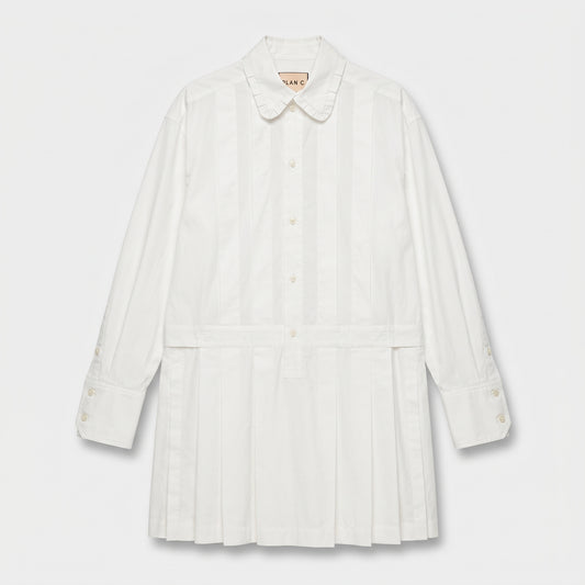 PLAN C White Pleated Cotton Jumpsuit