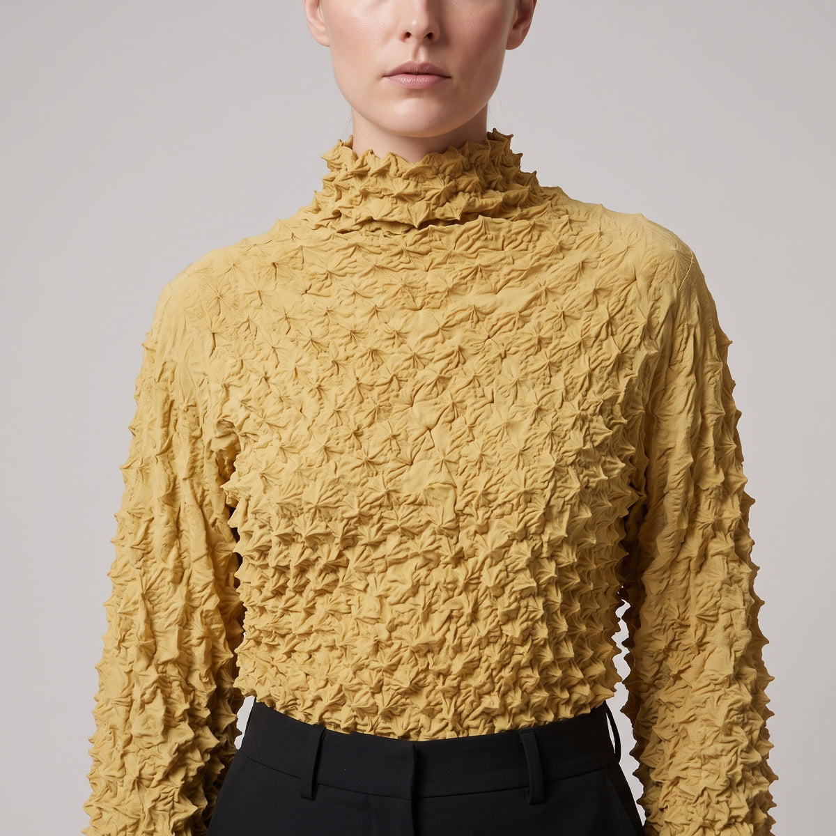 BUNZABURO Textured Honey Mustard Blouse - view 3