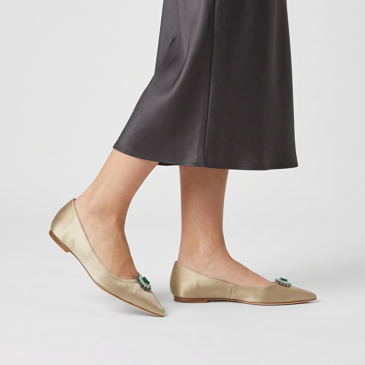 ALBERTA FERRETTI Embellished Satin Pointed Flats - view 4